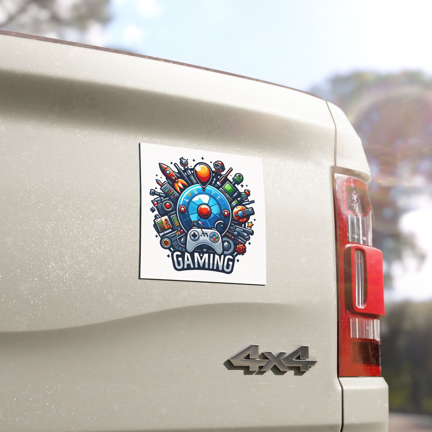 Gaming Car Magnet — Colorful Retro Controller & Space Arcade Design