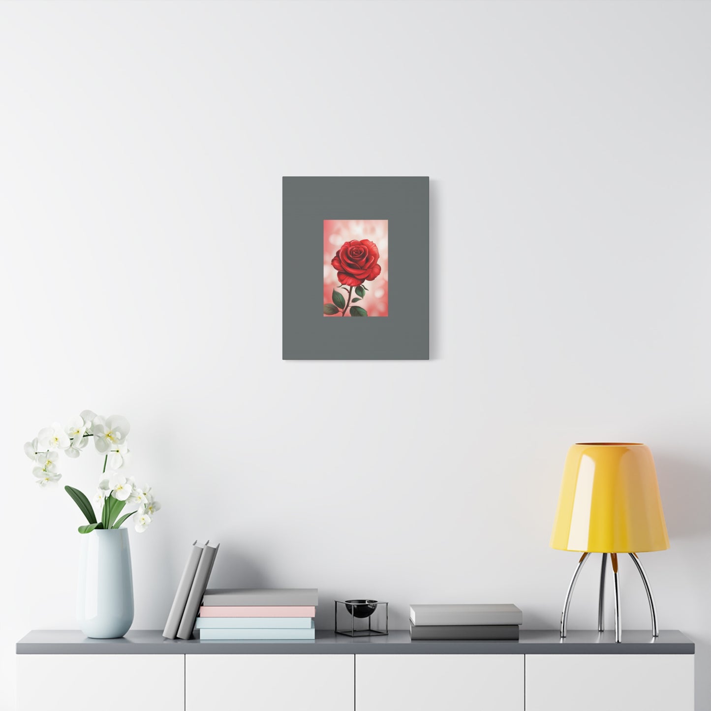 Red Rose Vertical Matte Canvas Print — Romantic Floral Wall Art
