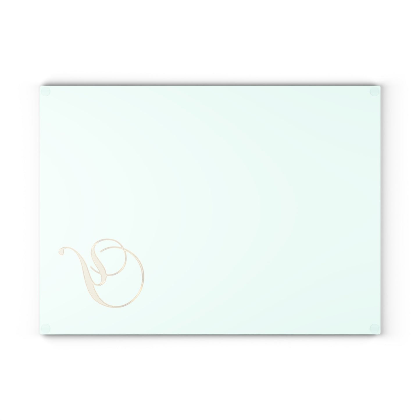 Mint Glass Cutting Board with Gold Monogram Letter 'Y' – Elegant Kitchen Prep Board, Gift for Brides & Housewarmings