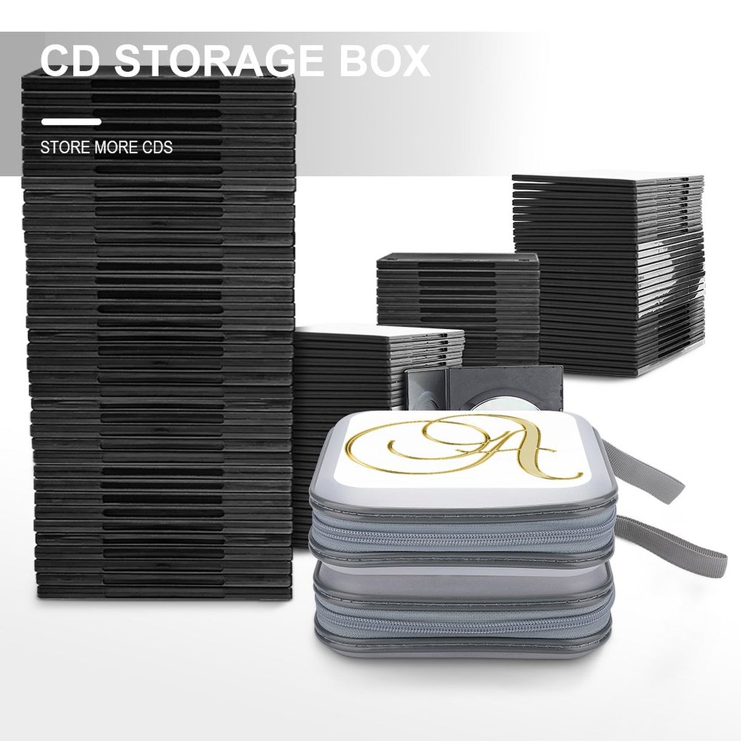 Portable Zipper Disc Storage Case for Car Home Travel - Letter A
