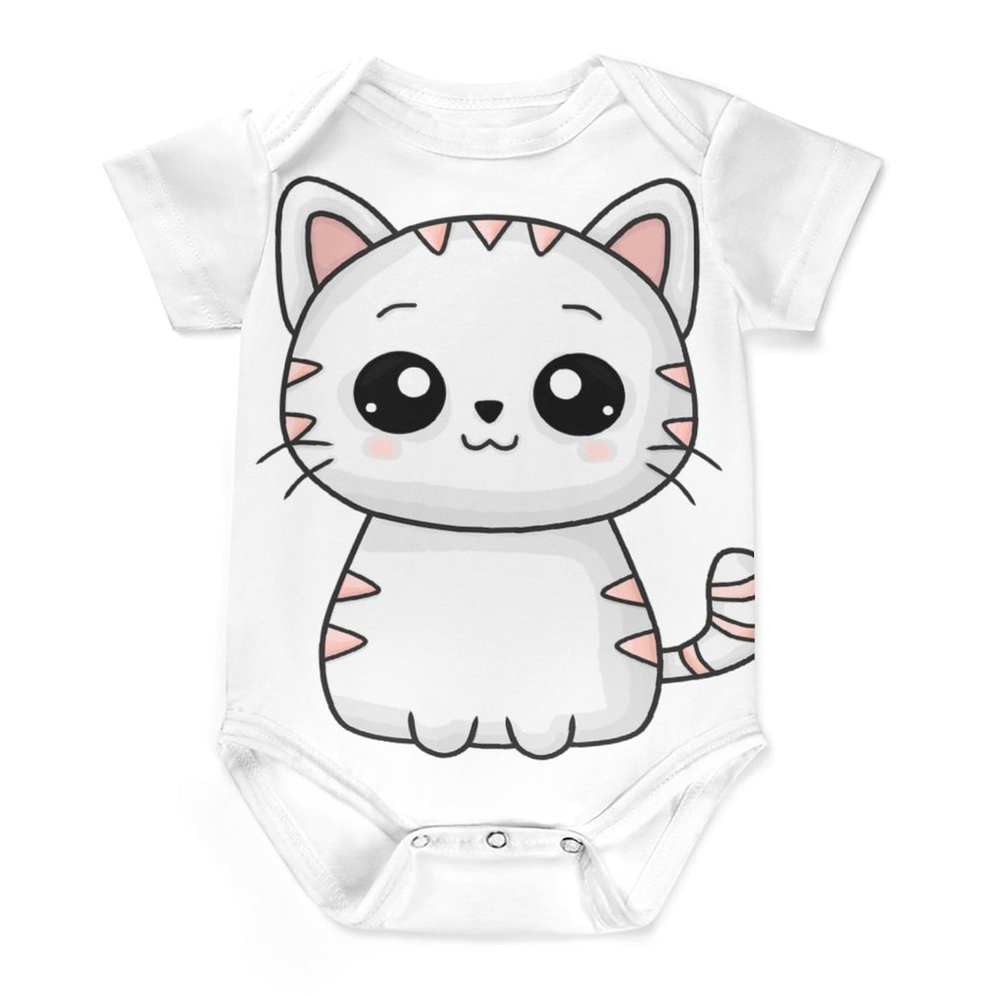 Kitty Faux Cotton Short Sleeve Baby Romper