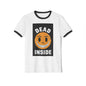 Ringer T-Shirt — 'Dead Inside' Grinning Smiley Graphic Tee