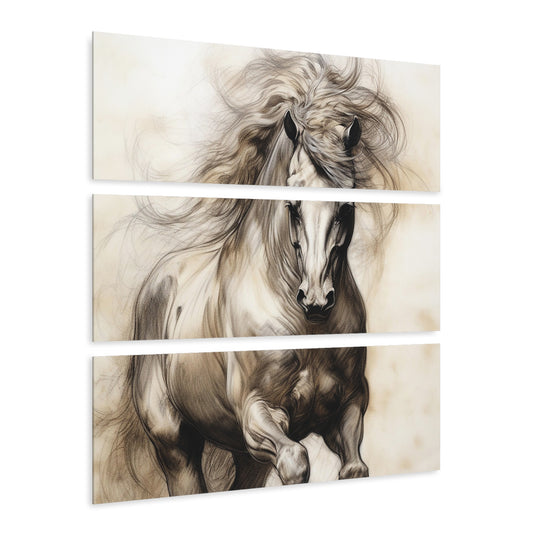Elegant Horse Acrylic Triptych Prints, Animal Wall Art, Nature Decor, Black and White Prints, Home Office Artwork, Horse Lover Gift