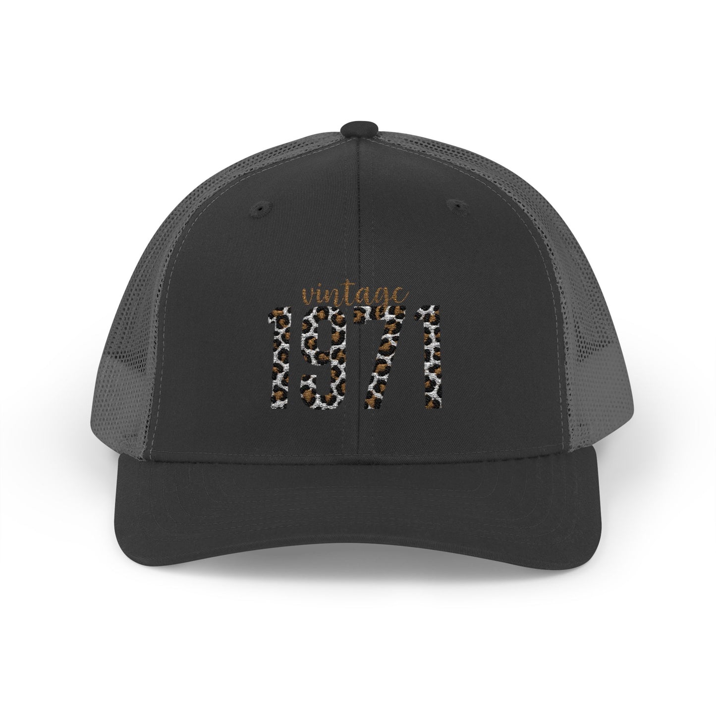 1971 Leopard Print Snapback Trucker Cap — Vintage Born in 1971 Birthday Gift