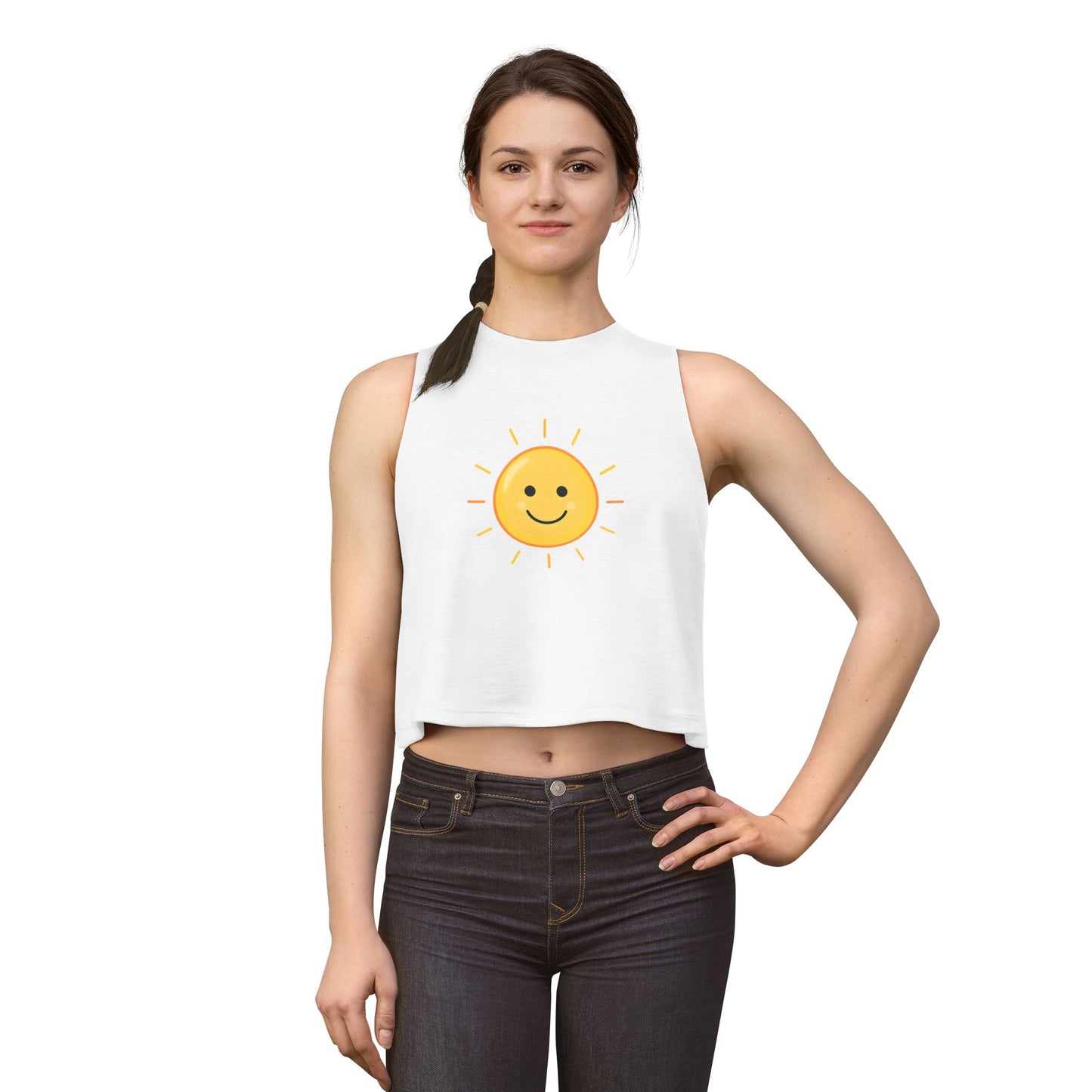 Smiley Sun Crop Top — Cute Sunny Face Women's Tank