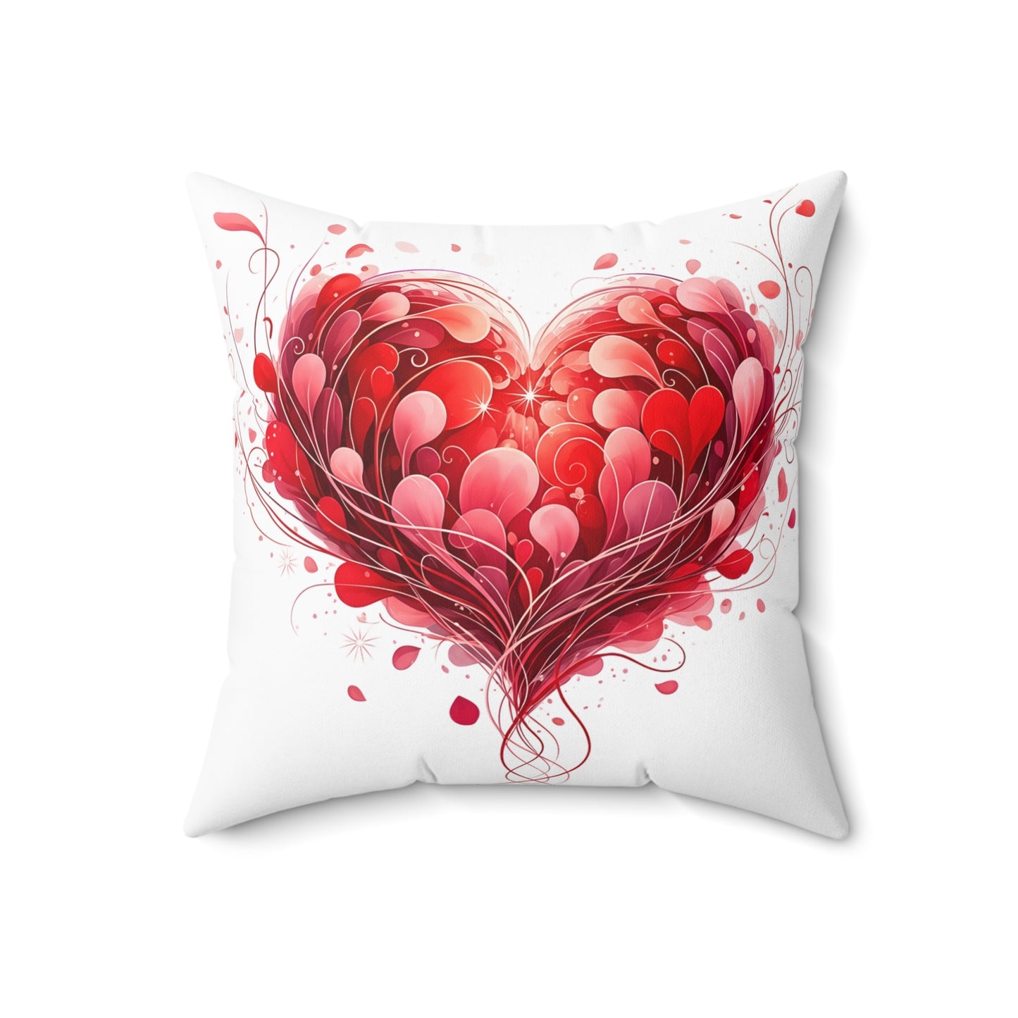 Valentine Red Heart Decorative Pillow — Romantic Floral Heart Throw Pillow