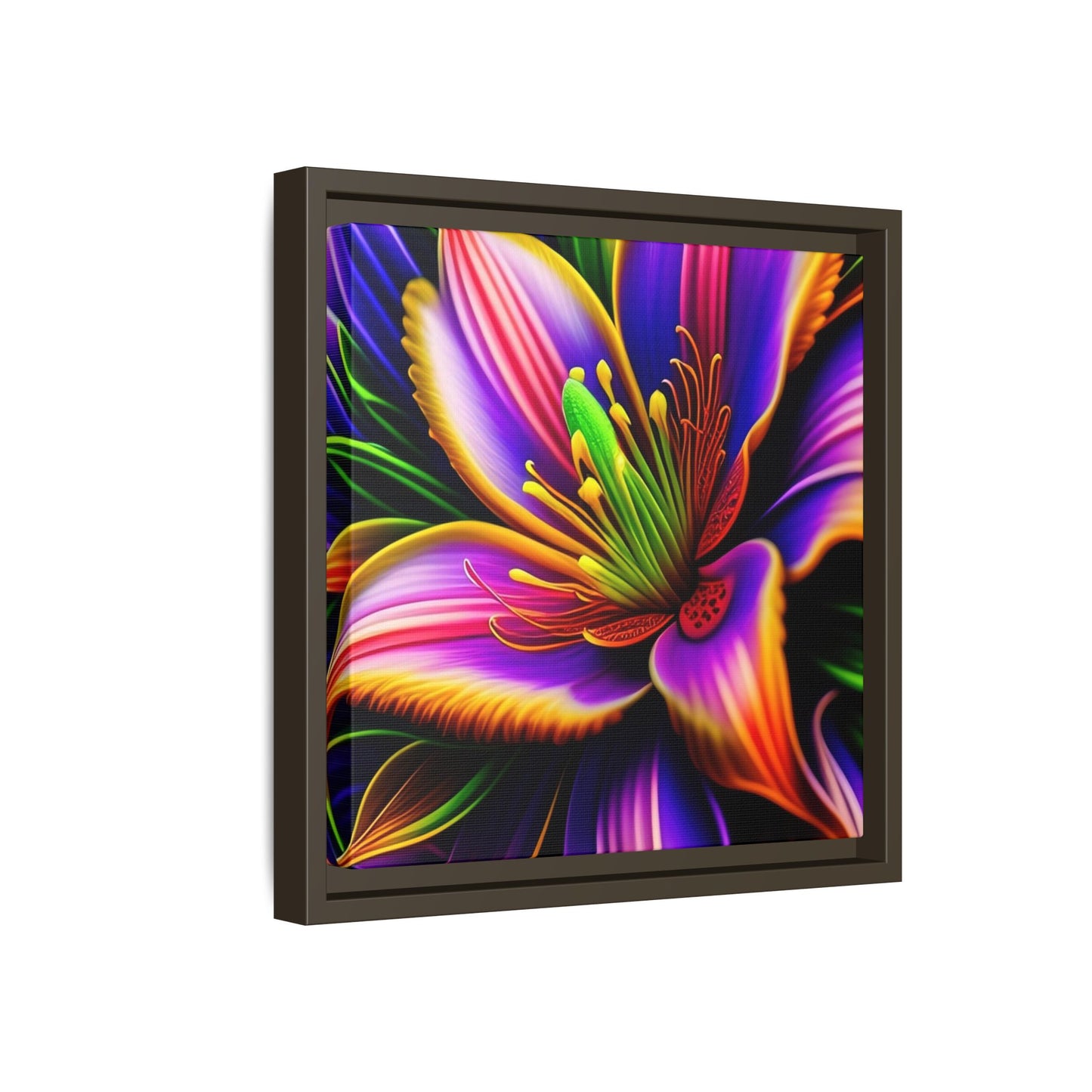 Vibrant Neon Floral Matte Canvas Print — Framed Wall Art