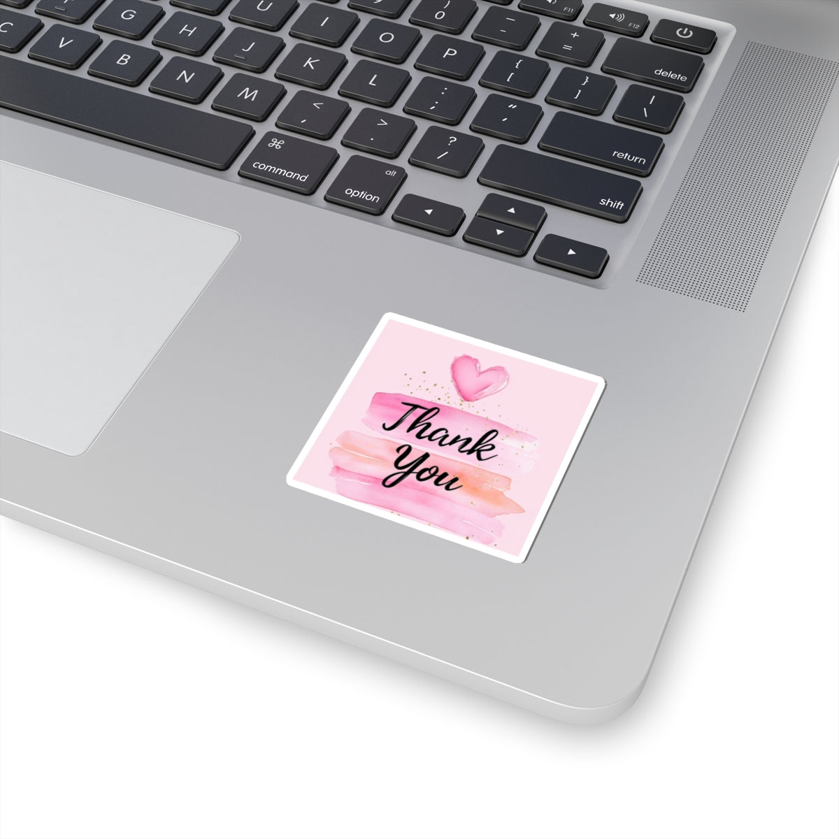 Thank You Kiss-Cut Sticker — Pink Watercolor Heart Appreciation Decal