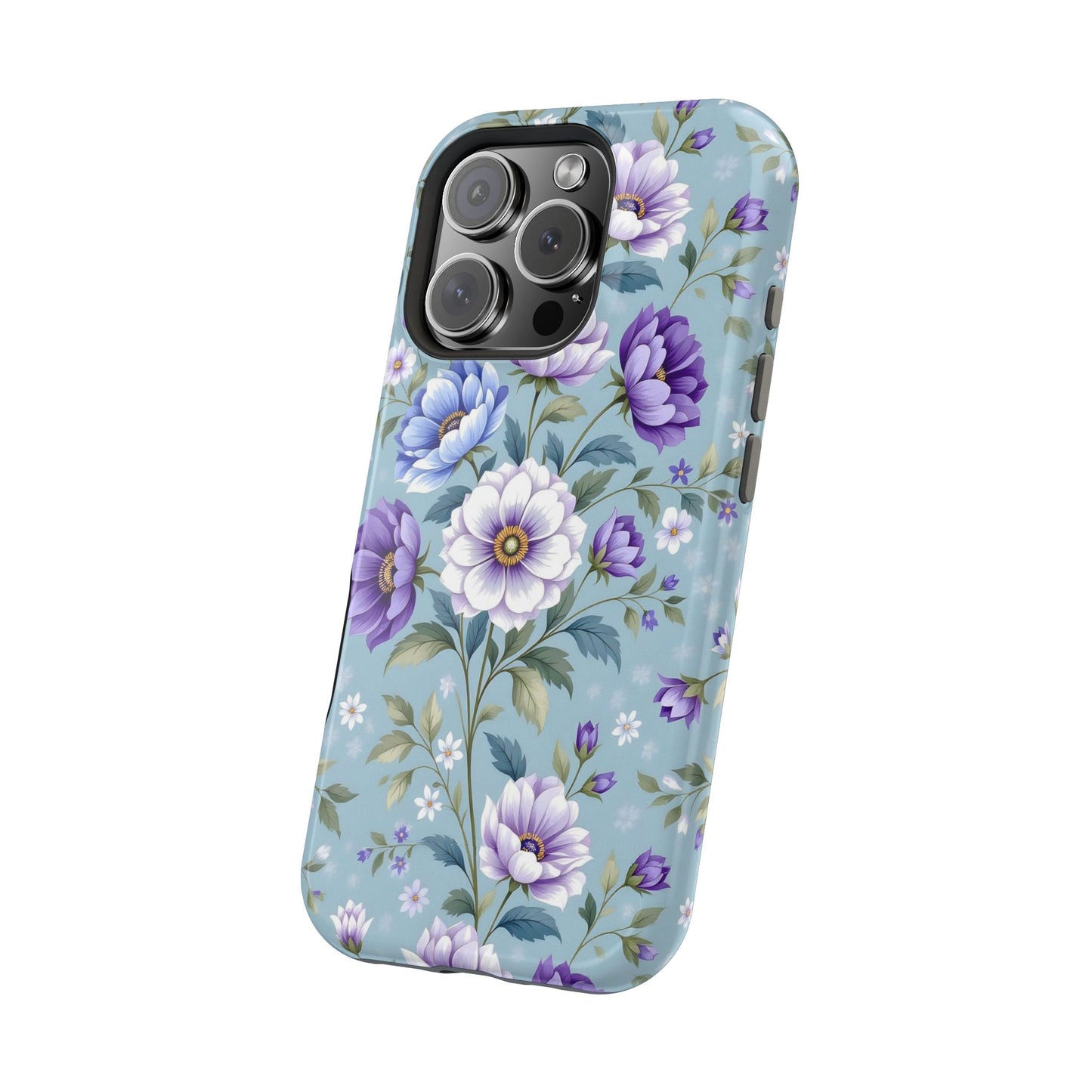 Floral Purple Peony Phone Case — Magnetic Impact‑Resistant Protective Cover
