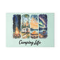 Camping Life Glass Cutting Board – Watercolor Camper, Tent & Campfire Kitchen Board