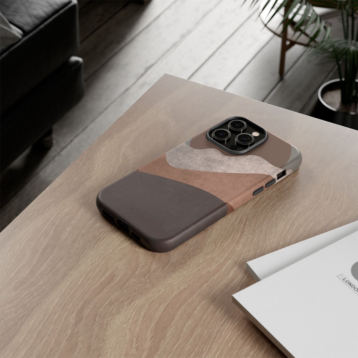 Abstract Earthtone Phone Case — Brown Layered Rugged Tough Case