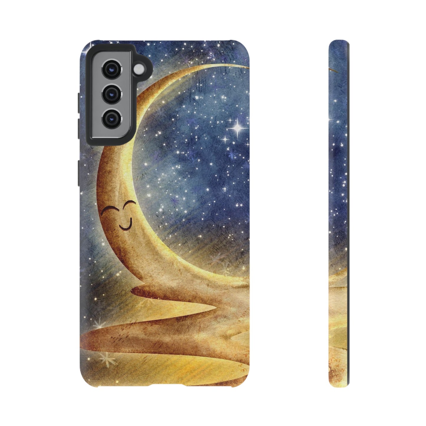 Moonlit Smile Phone Case — Starry Night Crescent Moon iPhone Cover