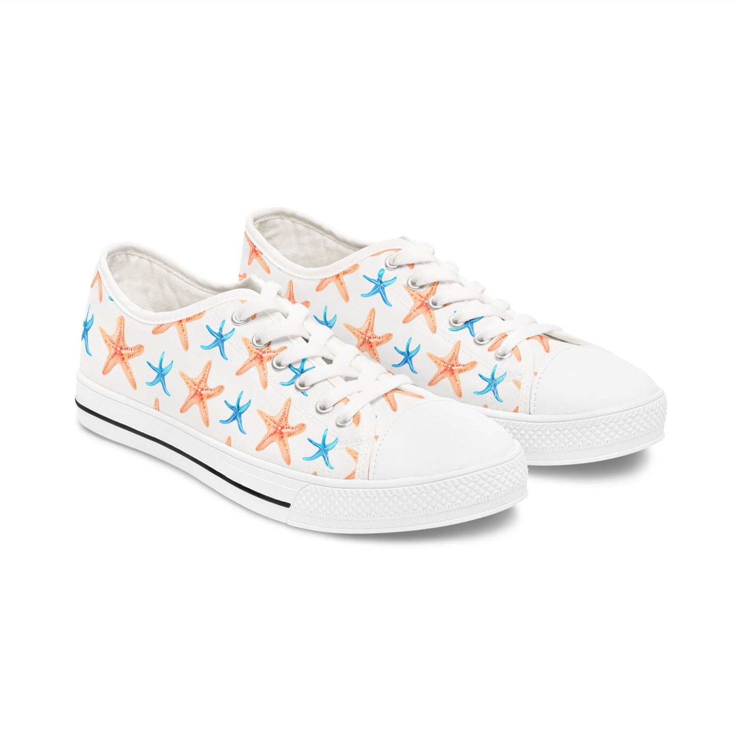 Starfish Print Sneakers — Beachy Low-Top Canvas Shoes