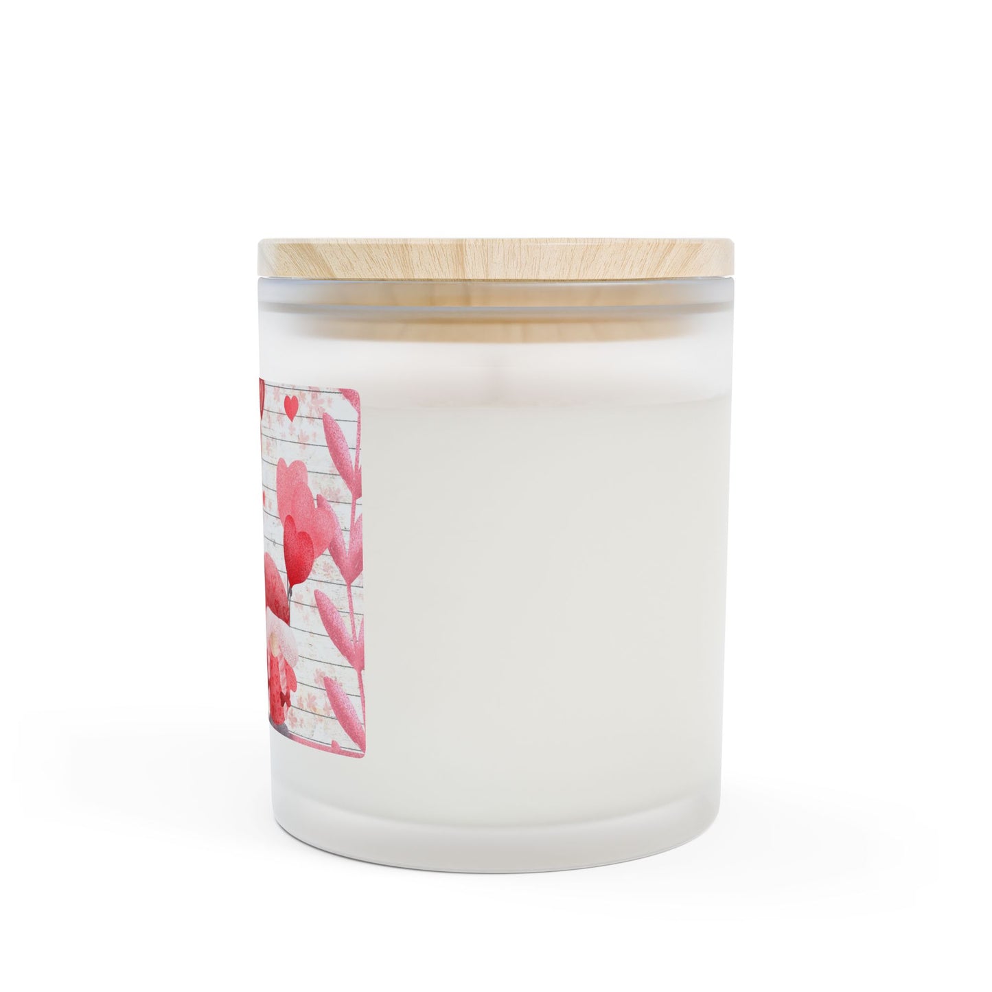 Valentine Gnome Frosted Glass Candle – 11oz Romantic Heart Scented Candle