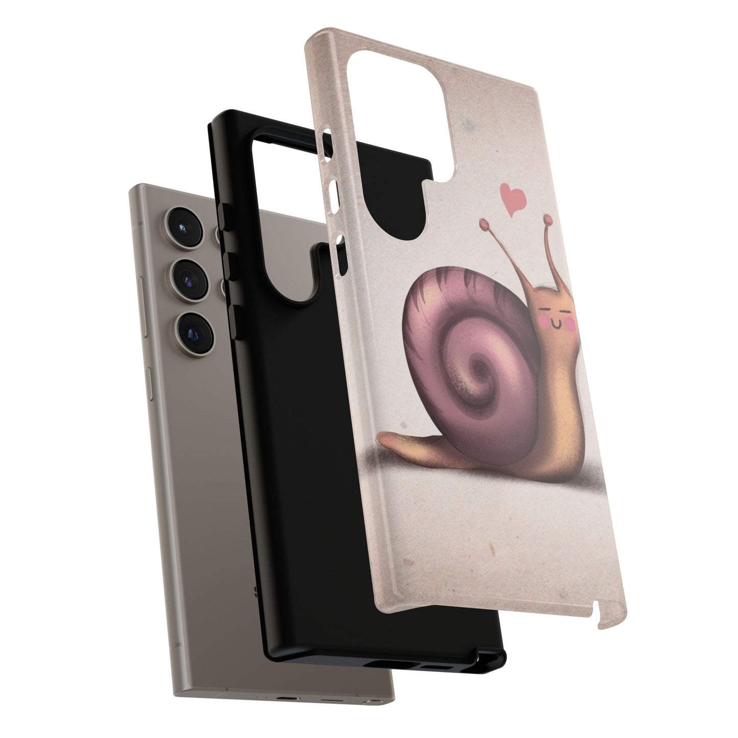 Cute Snail Phone Case — Pink Heart Cartoon Protective iPhone Cover