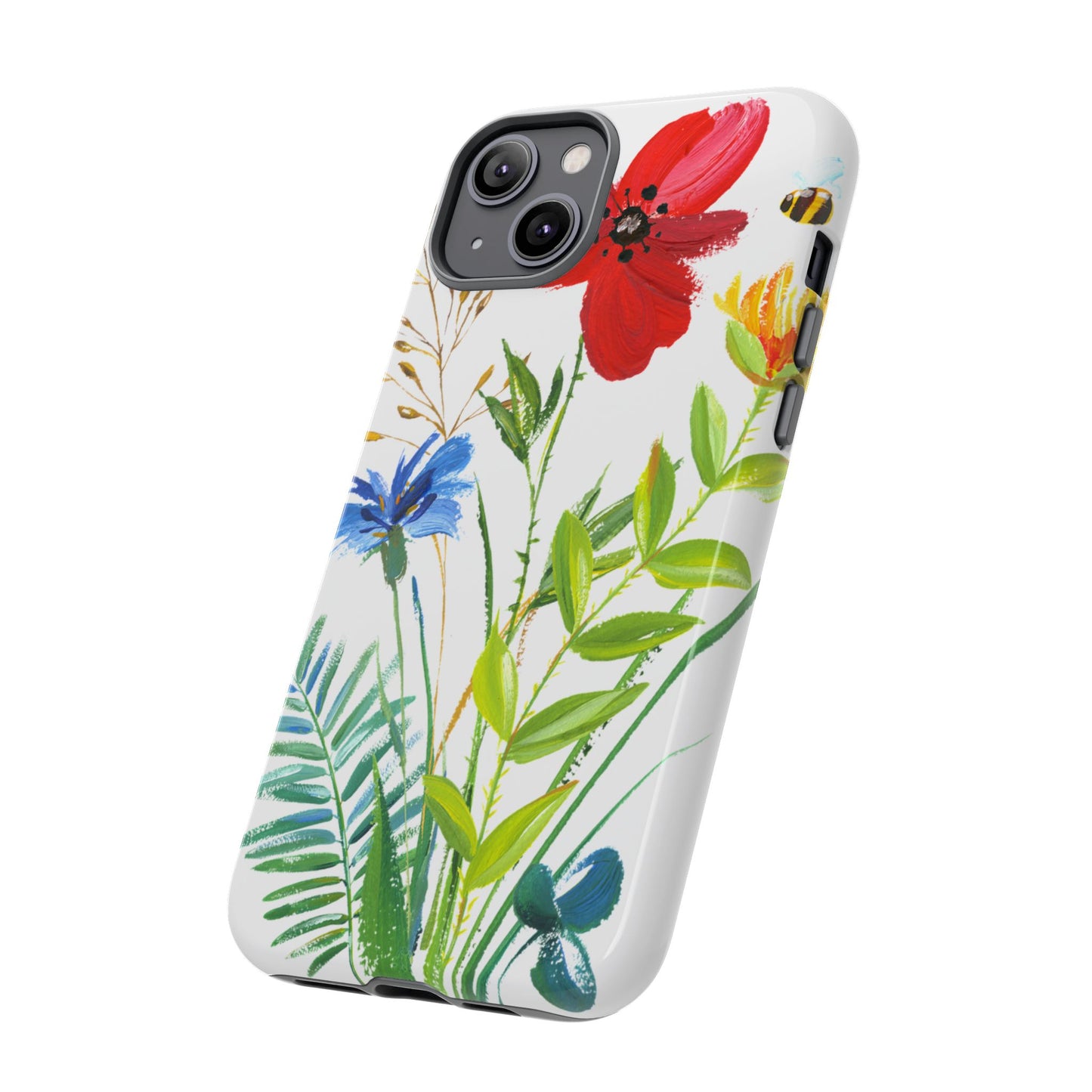 Floral Watercolor Tough Phone Case — Wildflower Bouquet Protective Cover