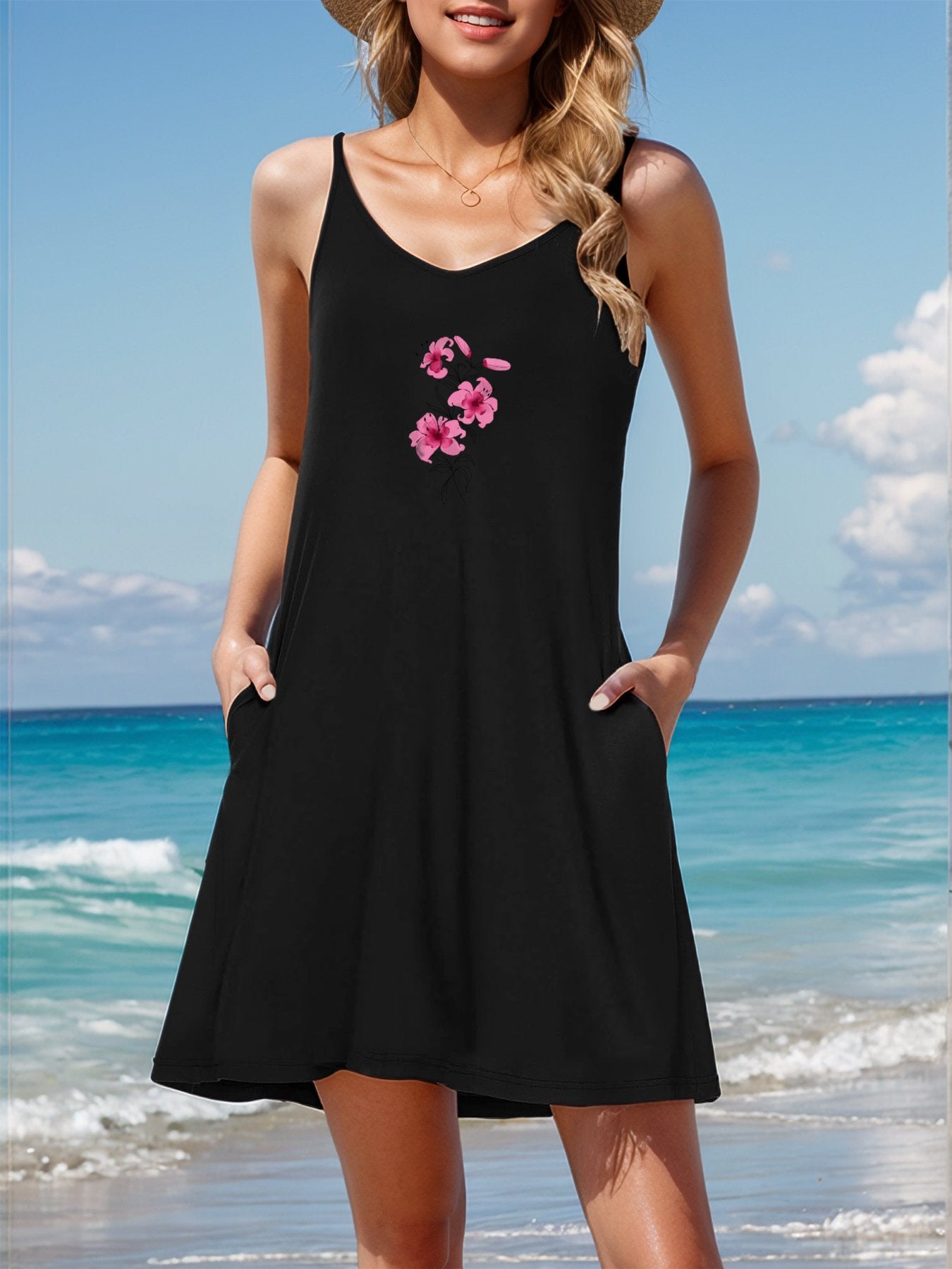 Sleeveless U-Neck Cami Dress for Women