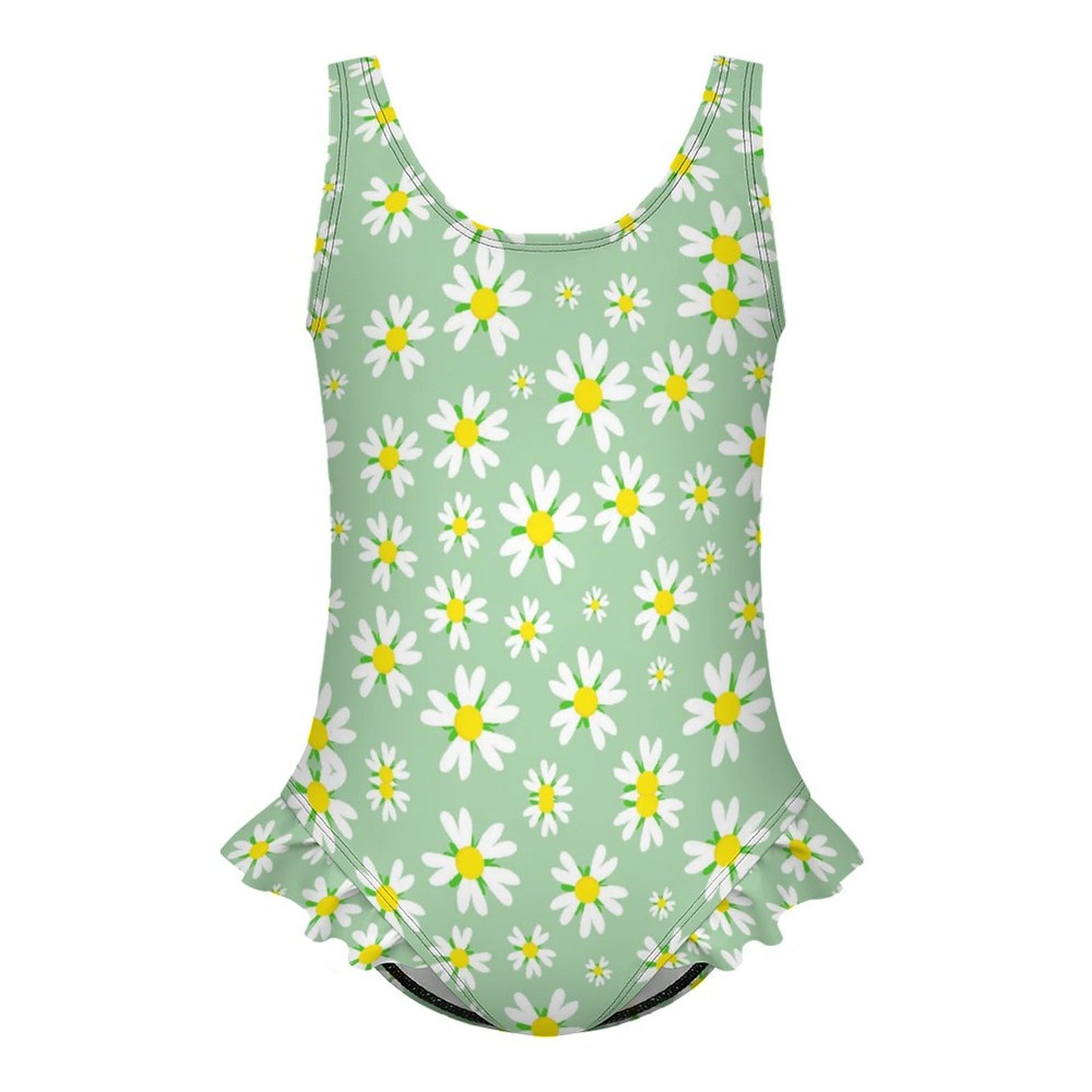 Girls Ruffle Trim One Piece Swimwear
