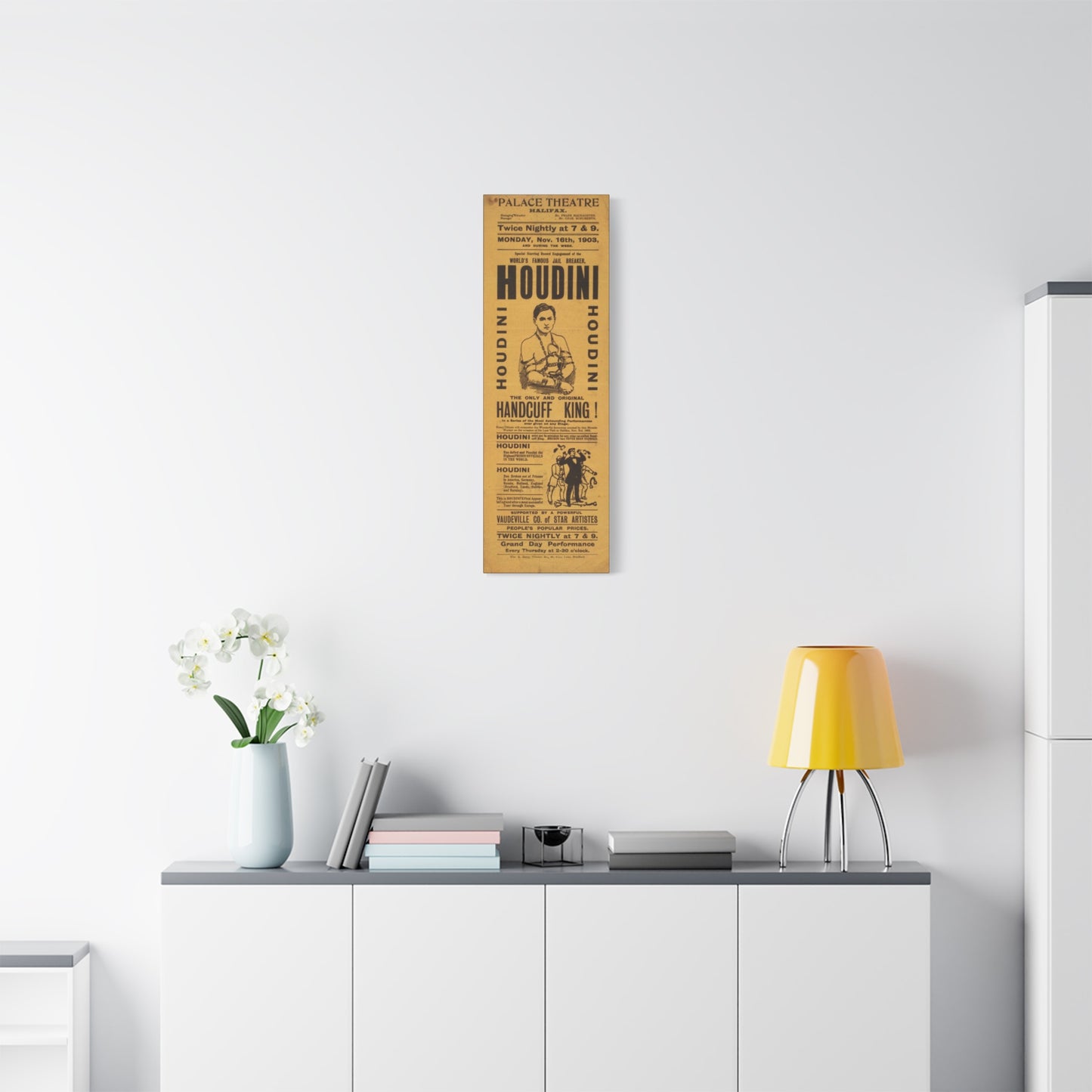Houdini Vintage Poster Matte Canvas Wall Art (Stretched 1.25")