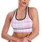 Custom Printed Patterned Yoga Sports Bra Pink Checkers