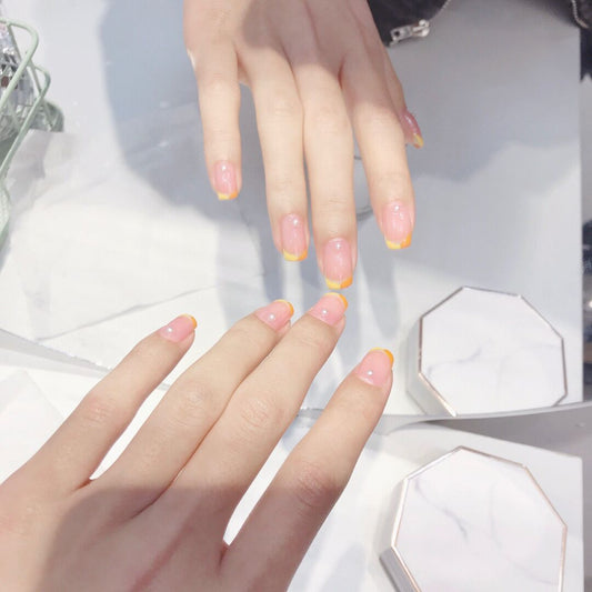 "Citrus Color Block French" - Precision Crafted Press-On Nails – Image 2