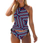 2-Piece Women's Tankini Set with High Neck Halter Top