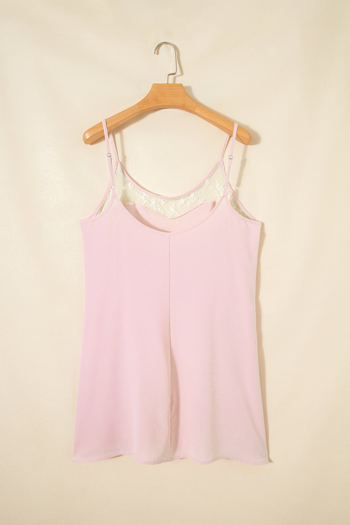 Light Pink Sheer Lace Camisole Nightgown Dress