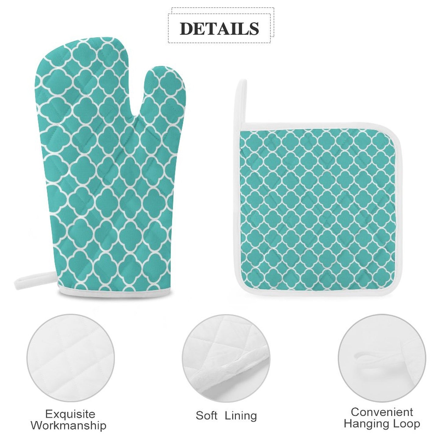 Oven Mitts & Pot Holder Set of 3 Teal
