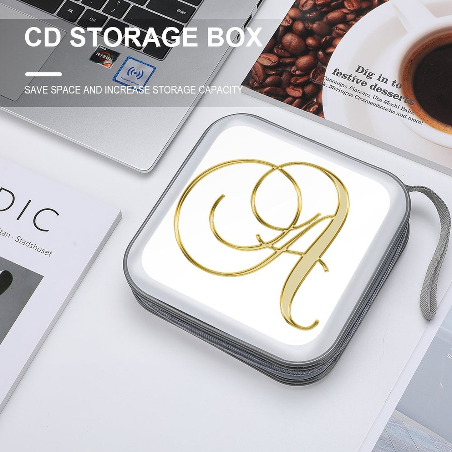 Portable Zipper Disc Storage Case for Car Home Travel - Letter A