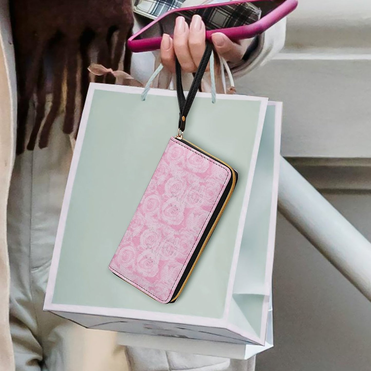 Leather Wallet with Wristlet Strap