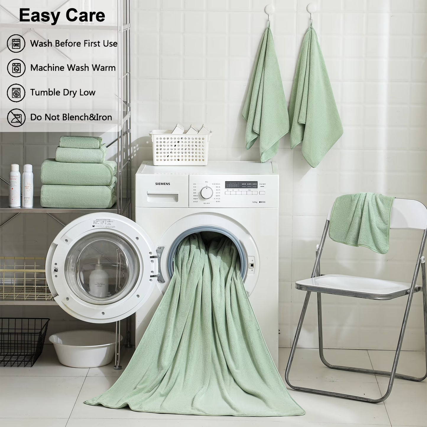 Jessy Home 8 Piece Home Collection Ultra Soft Cozy Towels 700 GSM Light Green Plush Towel Set