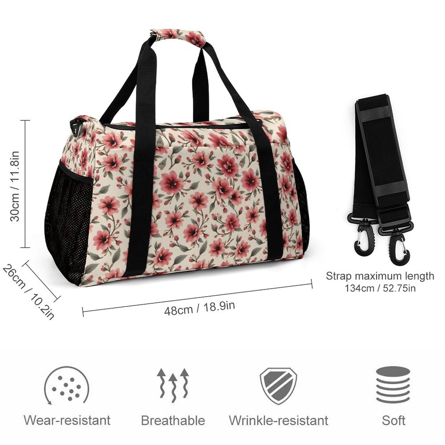 Travel Duffel Bag Flowers