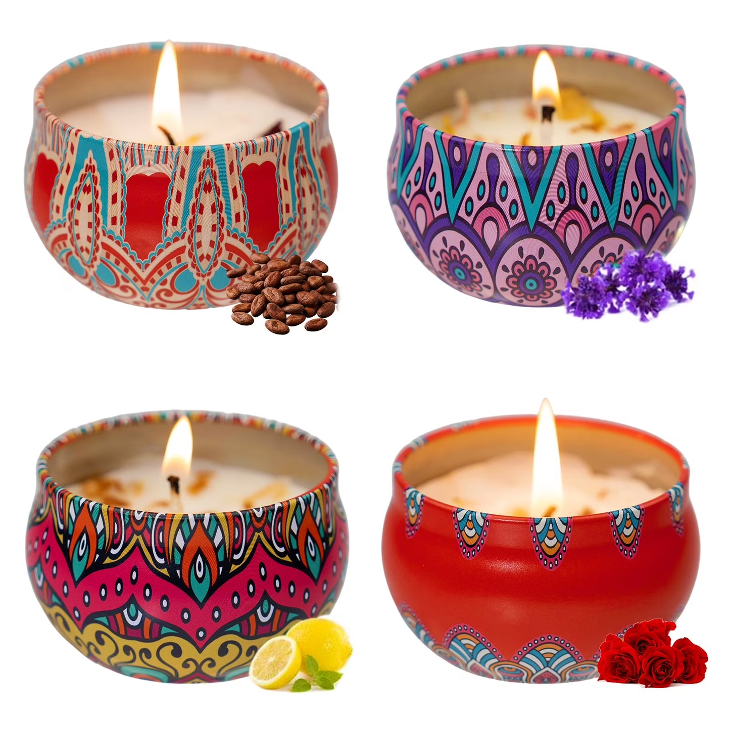 Scented Candles Gift Set,4 Pack Candles for Home Scented, 120 Hour Long Lasting Soy Wax Aromatherapy Candle Set, Birthday Gifts for Women with Gift Box