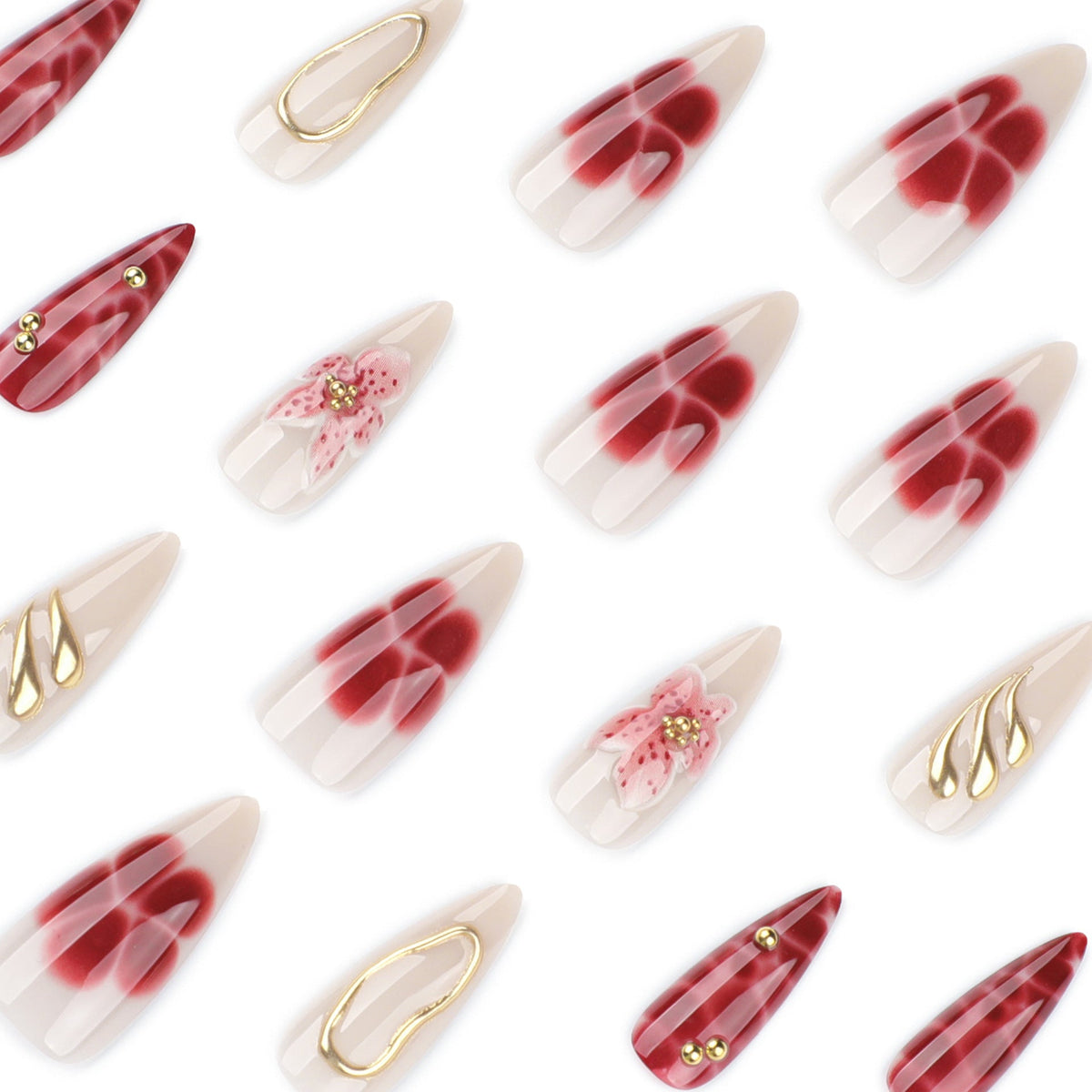 Metallic Floral Sculpted Art Nails for Statement Style – Image 3