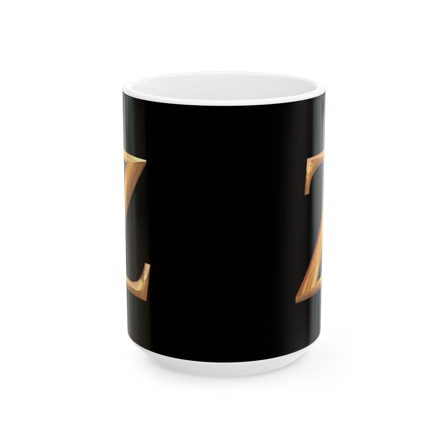 Monogram 'Z' Red Gold Heart Ceramic Mug – Personalized Initial Coffee Cup (11oz, 15oz)