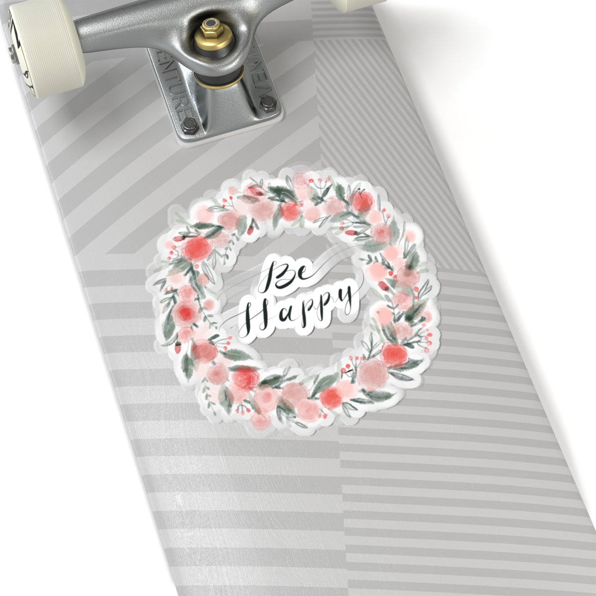 Floral 'Be Happy' Kiss-Cut Stickers | Motivational Decals for Laptops, Journals, Water Bottles, Planners, Gifts