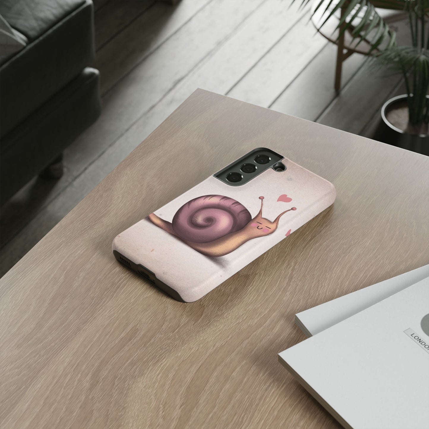 Cute Snail Phone Case — Pink Heart Cartoon Protective iPhone Cover