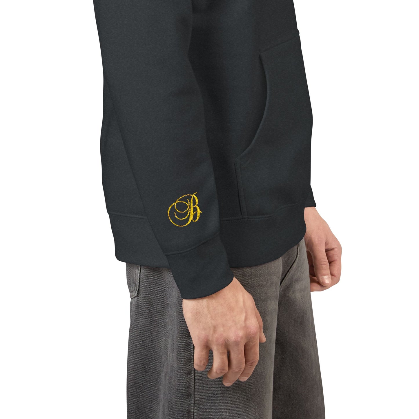 Coral Gold Floral Initial Hoodie — Monogram 'B' Casual Pullover