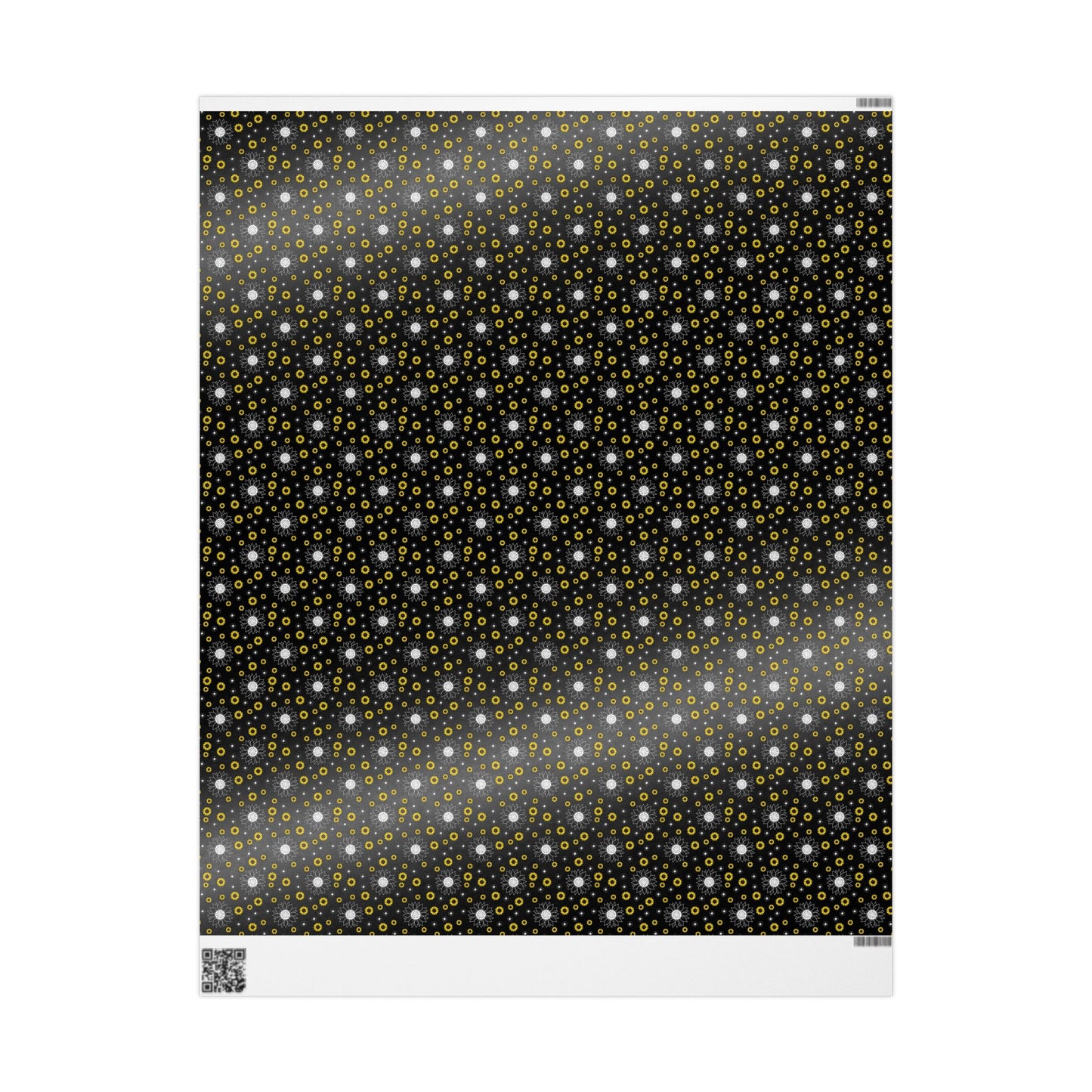 Sunflower Doodles Wrapping Paper Roll — Black & Yellow Floral Gift Wrap