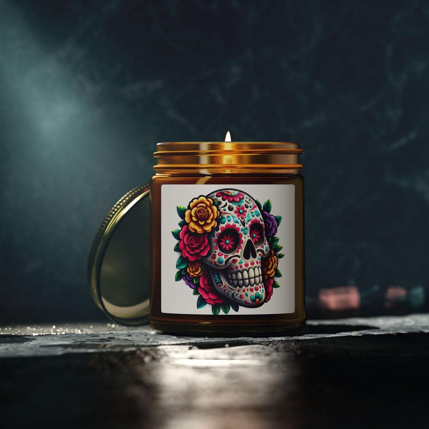 Day of the Dead Coconut Apricot Scented Candle (4oz & 9oz)