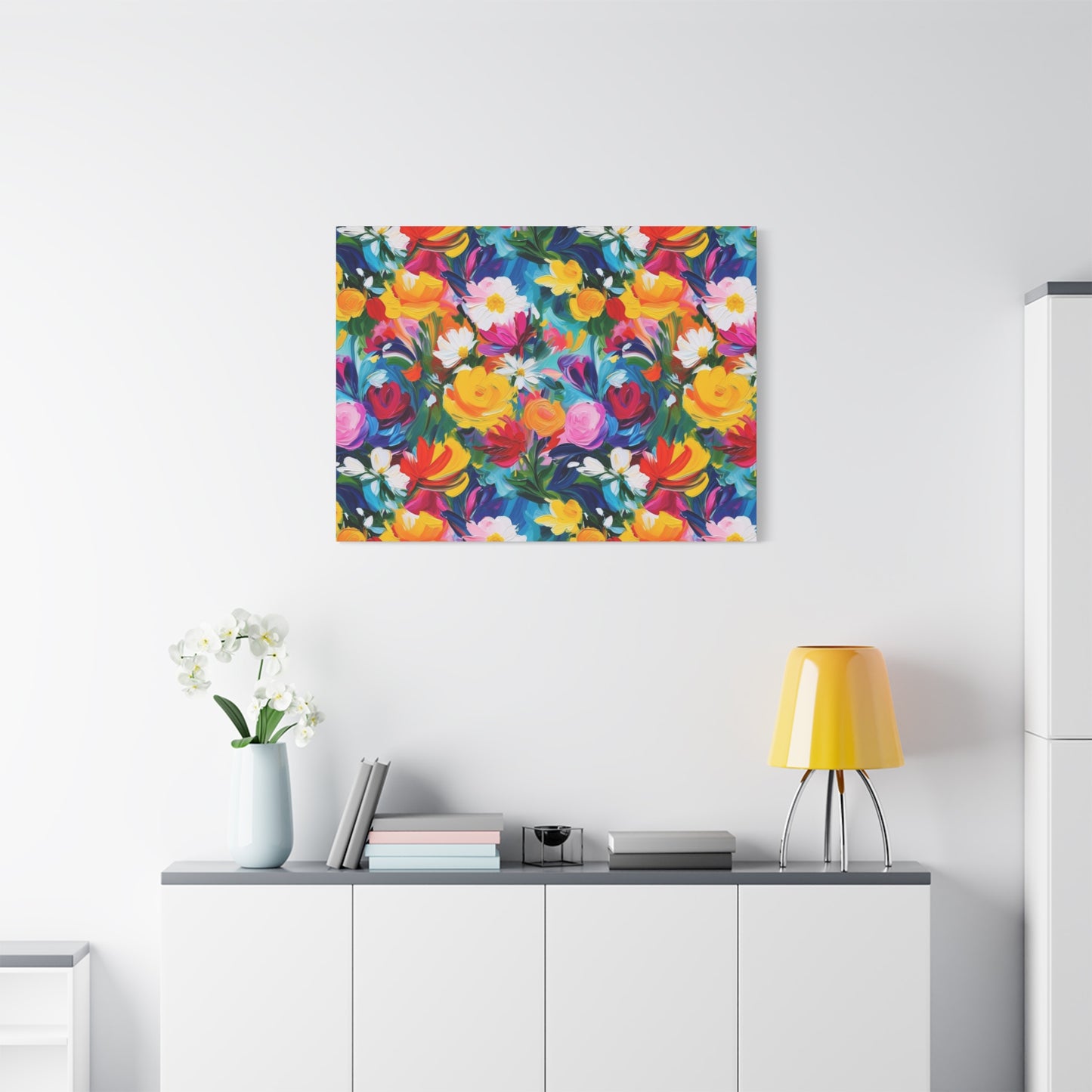 Vibrant Floral Matte Canvas Wall Art — Colorful Garden Print, Stretched 1.25"