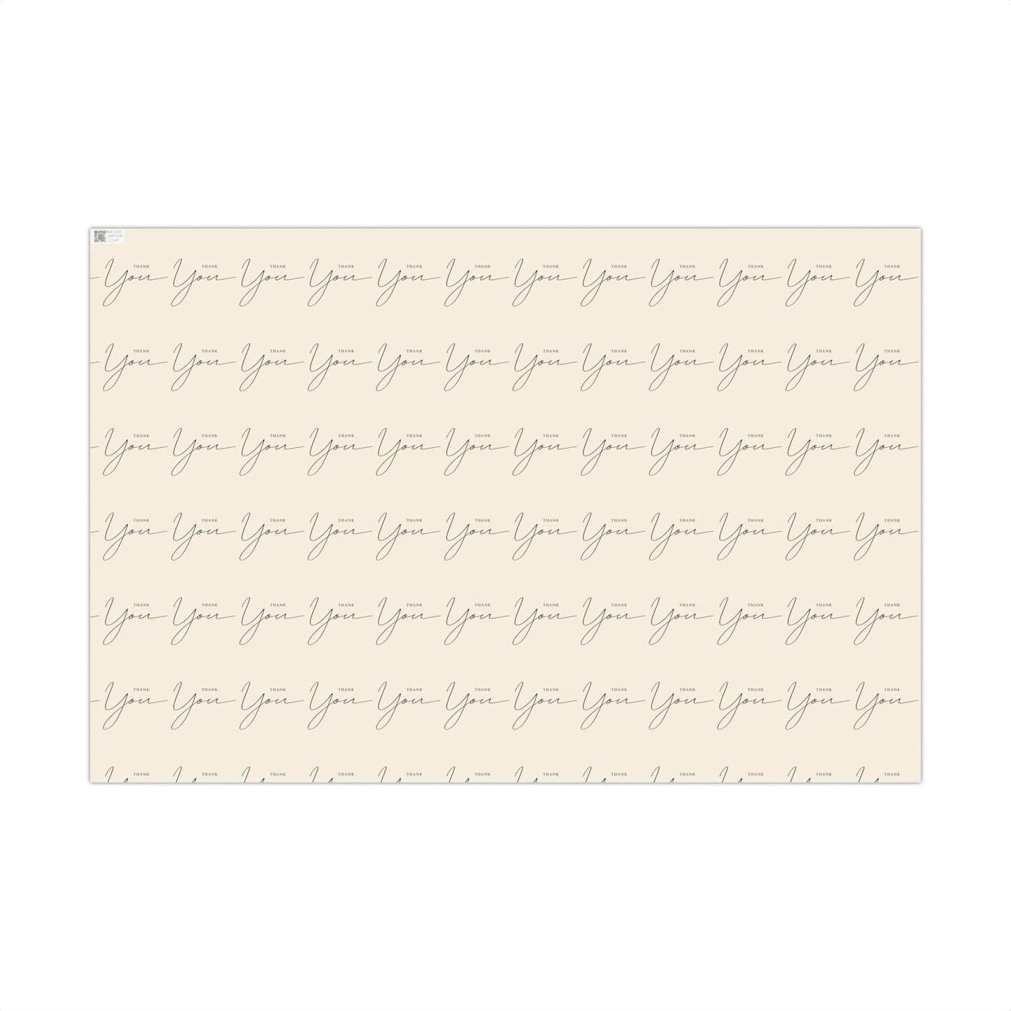 Gift Wrap Paper — "Thank You" Script Pattern, Neutral Cream Wrapping Paper for Gifts & Packaging
