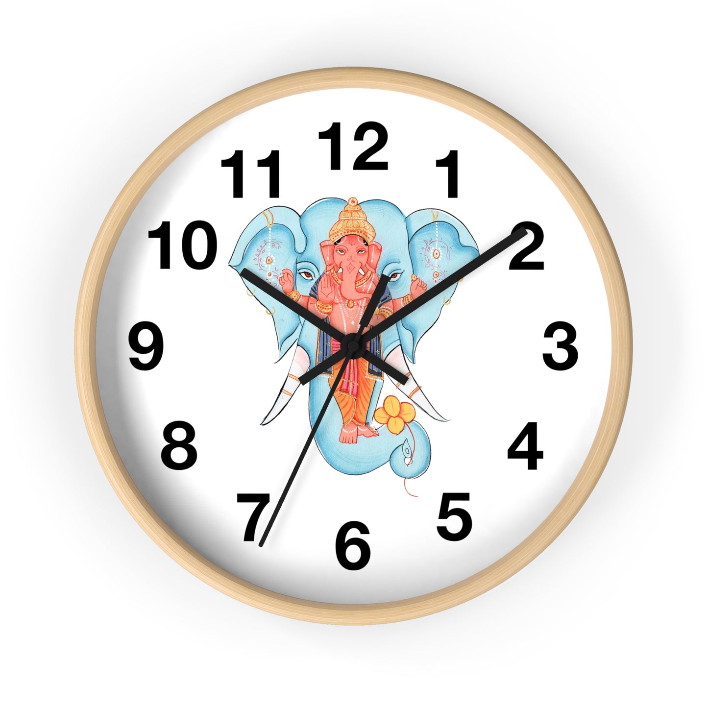 Ganesha Wall Clock, Hindu Home Decor, Spiritual Gift, Boho Wall Art, Timeless Decoration, Unique Timepiece