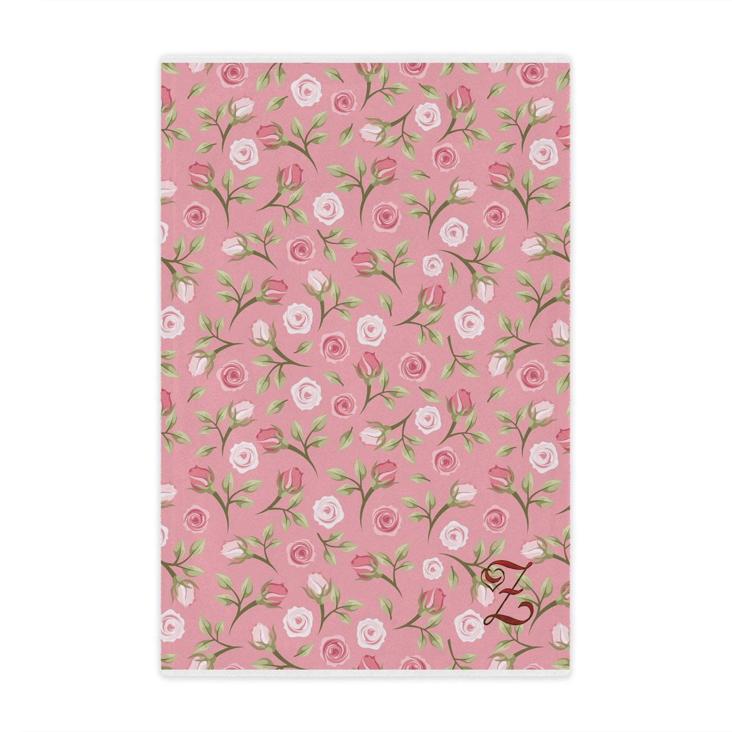 Pink Rose Floral Minky Blanket — Soft Monogrammed "Z" Throw for Nursery, Baby Shower & Gift