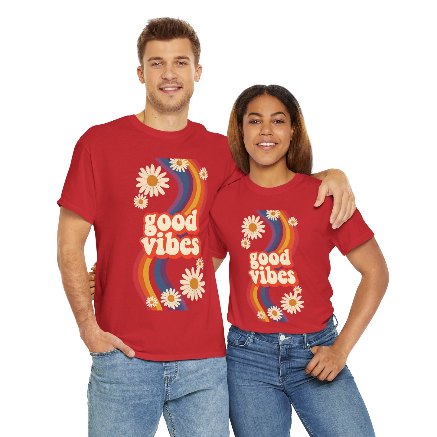 Good Vibes Unisex Heavy Cotton Tee, Retro Graphic T-Shirt, Feel Good Apparel, Summer Outfit, Casual Gift for Friends