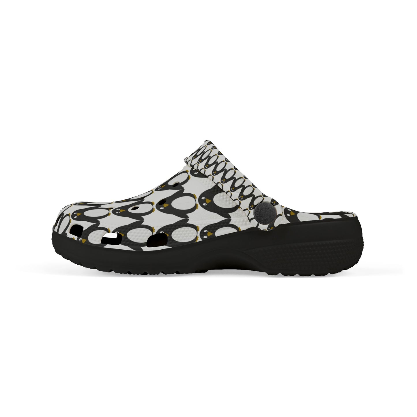 Kids Penguin Print EVA Foam Clogs — Cute Black & White Slip-On Sandals
