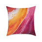 Abstract Sunset Waves Pillow — Vibrant Pink & Orange Decorative Throw Cushion