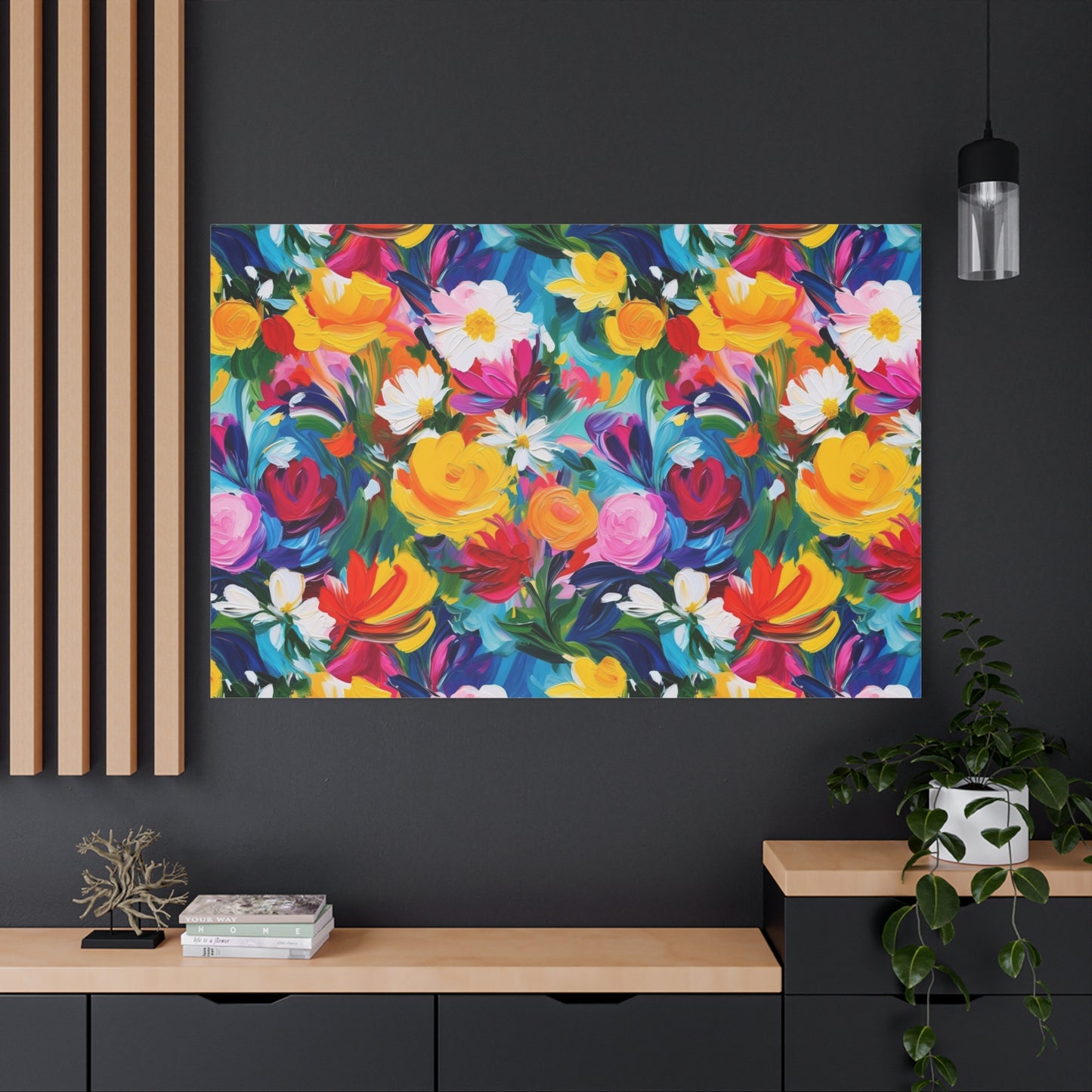 Vibrant Floral Matte Canvas Wall Art — Colorful Garden Print, Stretched 1.25"