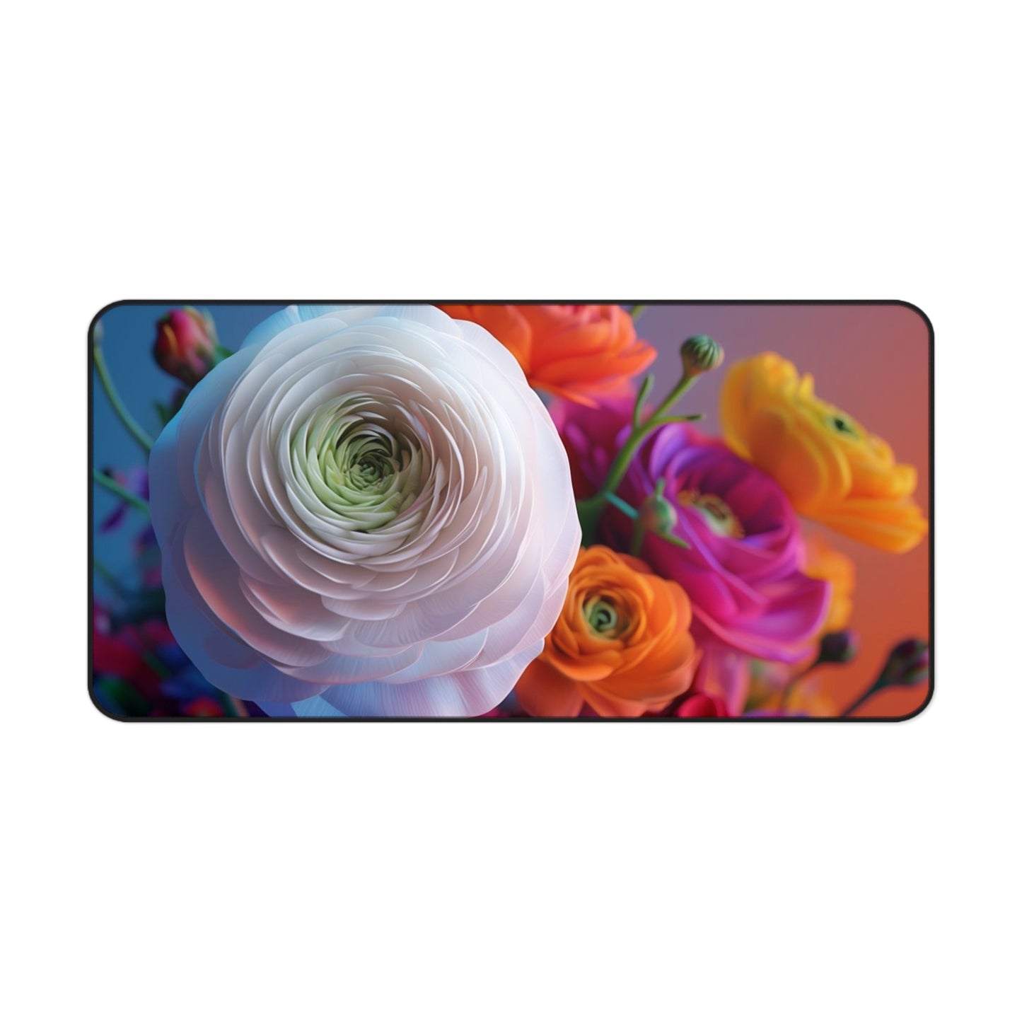 Floral Ranunculus Desk Mat — Vibrant Colorful Blossom Mouse Pad