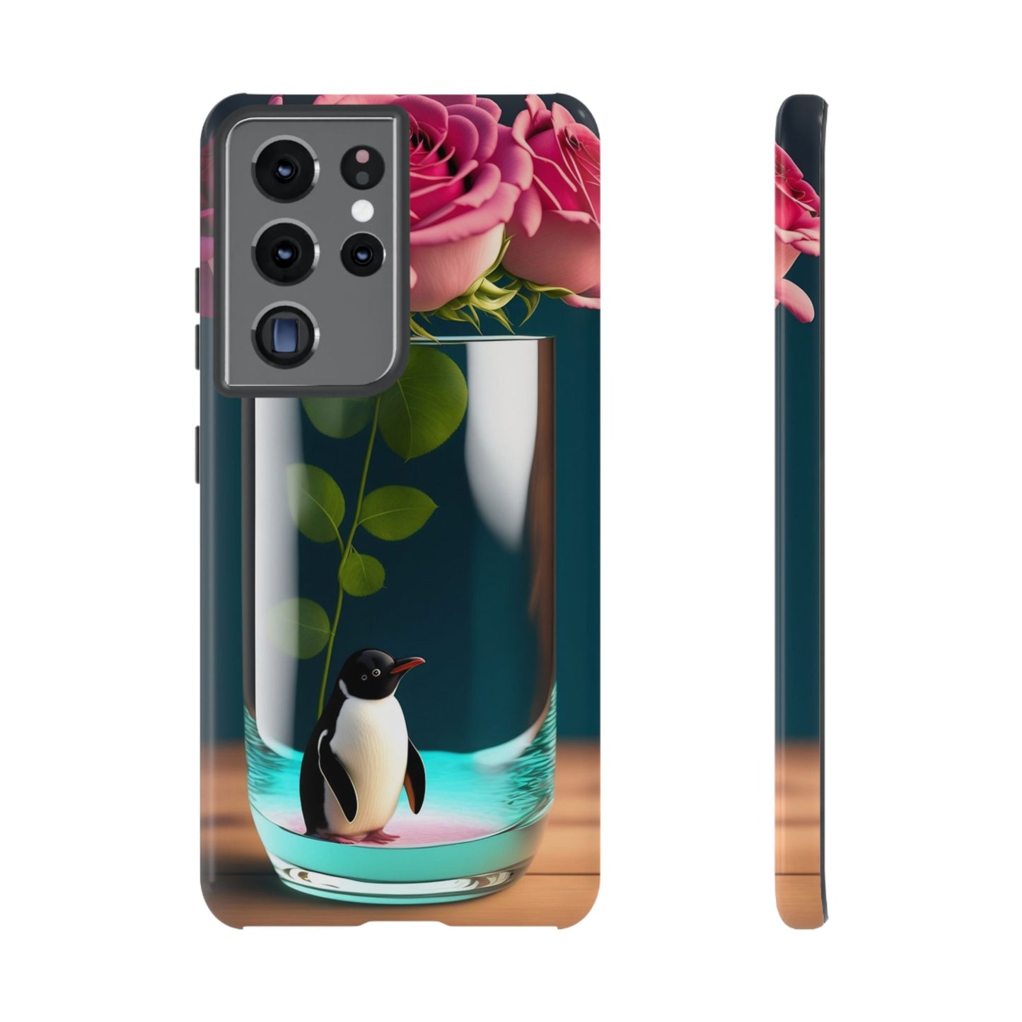 Penguin in a Glass Floral Tough Phone Case — Cute Protective Phone Cover